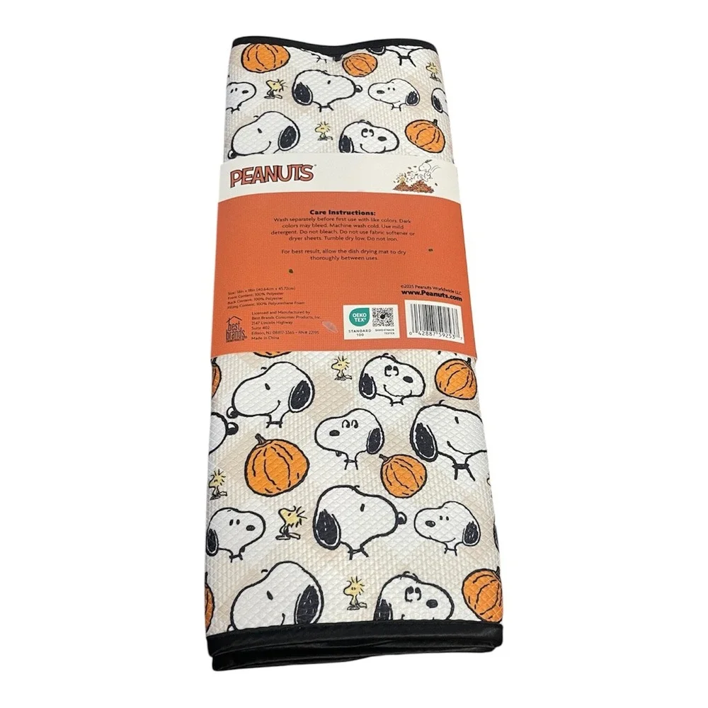 Peanuts Snoopy Halloween Dish Drying Mats 2 Pack Pumpkins Fall Kitchen Decor NEW